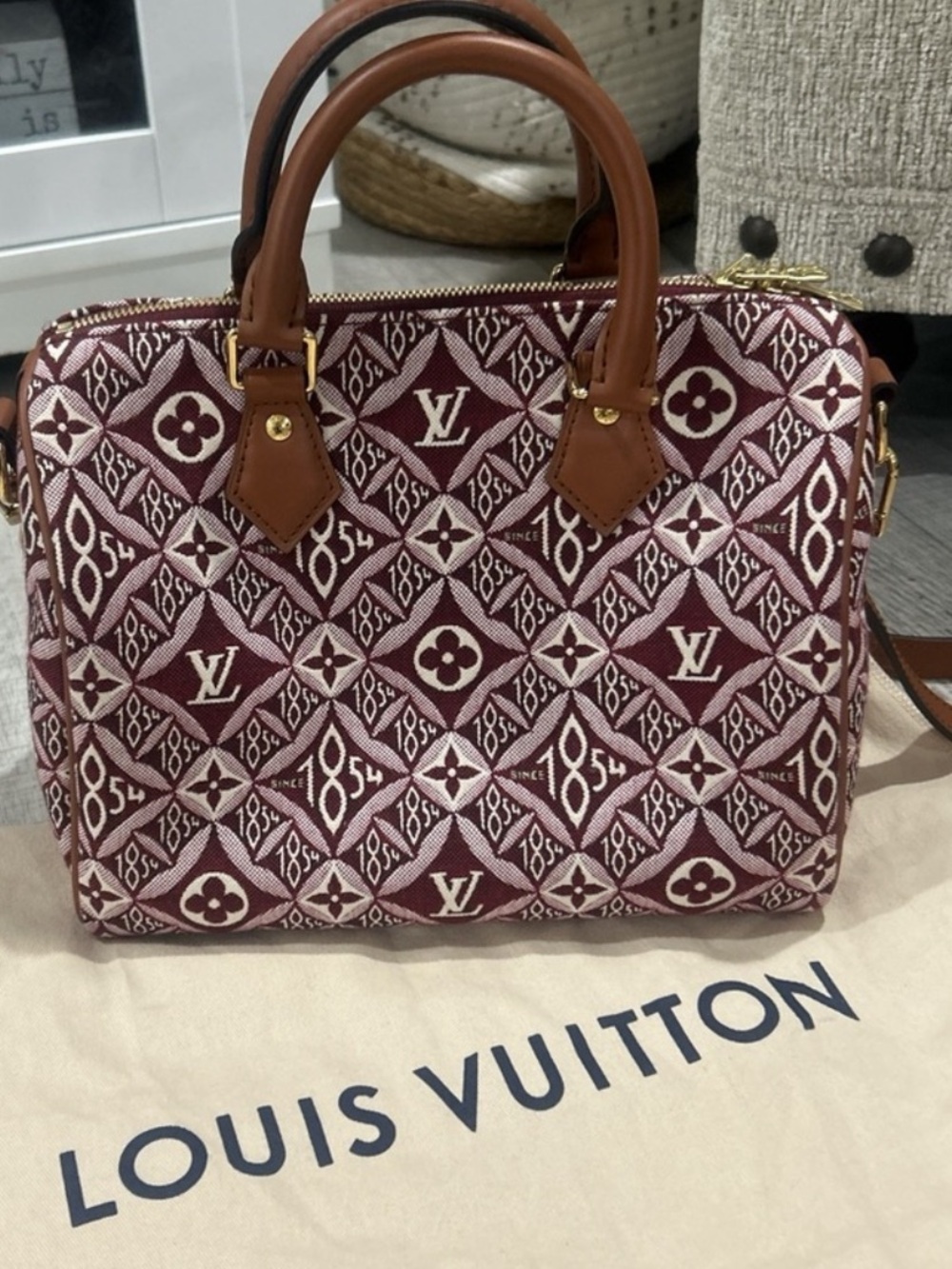 Louis Vuitton Burgundy and White Monogram Since 1854 limited edition